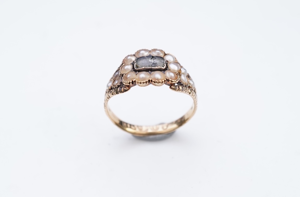 A Regency pearl mourning ring, circa 1824